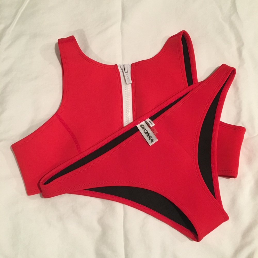 Neoprene zip-up bikini